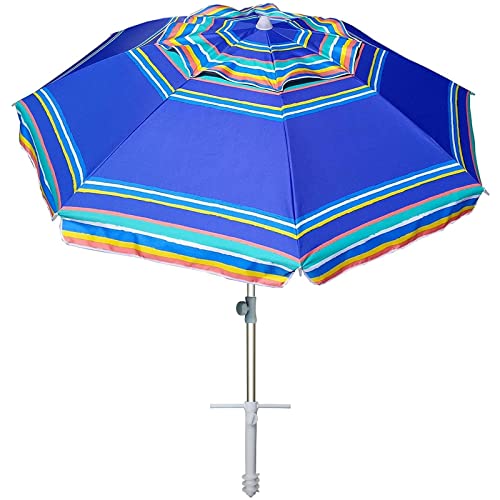 7ft umbrella patio AMMSUN 7ft Heavy Duty High Wind Beach Umbrella Parasols with sand anch