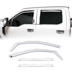 Putco Element Chrome Window Deflectors Fits Ford F150 2015-2020 & Ford F250/F350 2017-2022 SuperCrew/Crew Cab - Set of 4 - in Channel Install