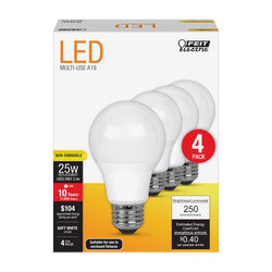 Feit Electric LED A19 NONDIM 250L 27K 4PK