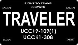 Traveler Right to Travel On Black Motorcycle License Plate