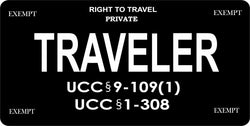 Traveler Right to Travel On Black Photo License Plate