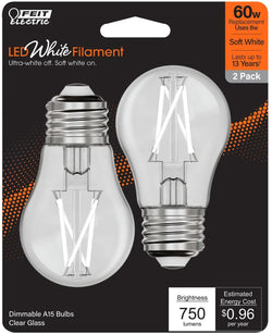 Feit Electric DIM A15 CL 60W 27K WFIL 2PK