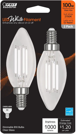 Feit Electric DIM TORPEDO CLEAR WFIL 27K 2PK