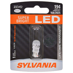 SYLVANIA - 194 T10 W5W ZEVO LED White Bulb - Bright LED Bulb, Ideal fo Interior Lighting - Map, Dome, Trunk, Cargo and License Plate (Contains 1 Bulb)