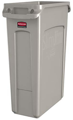 Rubbermaid Commercial Products Slim Jim Plastic Rectangular Trash Can with Venting Channels, 23 Gallon