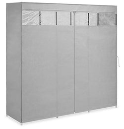 Whitmor, Gray Covered Wardrobe with Center Shelves, 60 Inch