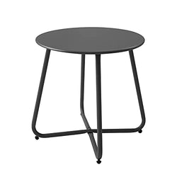 Meluvici Patio Small Outdoor Side Table Waterproof Round Metal Steel Side