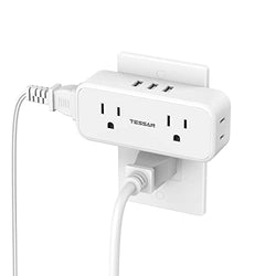 Multi Plug Outlet Splitter, TESSAN 4 Electrical Multiple Outlet Extender with 3 USB Wall Charger