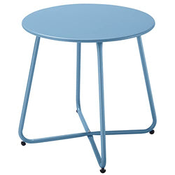 Meluvici Patio Small Outdoor Side Table Waterproof Round Metal Steel Side