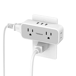 Multi Plug Outlet Splitter, TESSAN 4 Electrical Multiple Outlet Extender with 3 USB Wall Charger