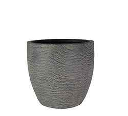 The HC Companies 17.5 Inch Aspen Round Decorative Planter - Fiberglass Planter with Grooved Texture and Drainage Plug