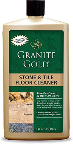 Granite Gold Stone And Tile Floor Cleaner - No-Rinse Deep Cleaning Granite, Marble, Travertine, Ceramic Solution - 32 Ounces