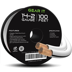 14AWG White Speaker Wire, GearIT Pro Series 14 AWG Gauge Speaker Wire Cable (100 Feet / 30.48 Meters)