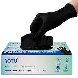 YOTU Black Disposable Nitrile Latex & Powder Free 6-Mil Gloves 100 Count