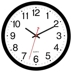 Foxtop Black  Silent Non-Ticking 12 Inch Quartz Battery Operated Round Analog Wall Clock