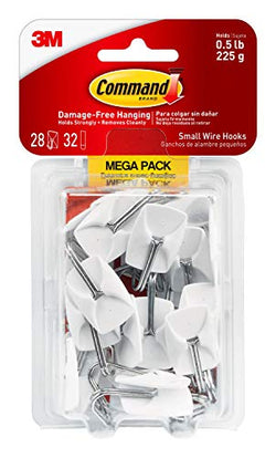 Command Small Wire Toggle Hooks, Damage Free Hanging Wall Hooks with Adhesive Strips, Wall Hooks for Hanging Back to School Dorm Organizers