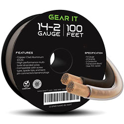 14AWG Translucent Translucent Black/Clear Speaker Wire, GearIT Pro Series 14 AWG Gauge Speaker Wire Cable (100 Feet / 30.48 Meters)