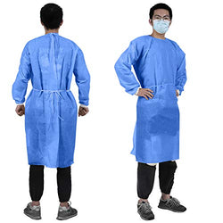 YIBER Disposable Lab Coat Isolation Gown Blue