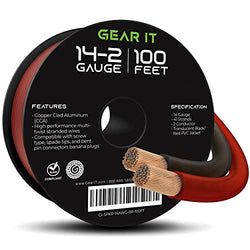 14AWG Black / Red Speaker Wire, GearIT Pro Series 14 AWG Gauge Speaker Wire Cable (100 Feet / 30.48 Meters)