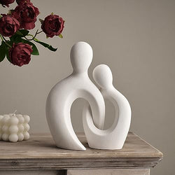 AWNR Couple Statue Abstract Ceramic Lover Sculpture 9’’H