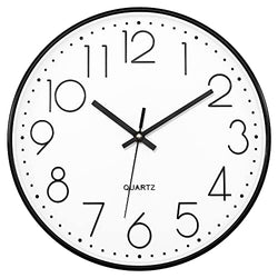 Foxtop Wall Clock Silent Non-Ticking Battery Operated Round Modern Wall Clock 12 inch