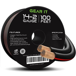 14AWG Black Speaker Wire, GearIT Pro Series 14 AWG Gauge Speaker Wire Cable (100 Feet / 30.48 Meters)