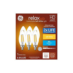 GE Relax 60-Watt EQ Soft White Dimmable Candle Light Bulb 6-Pack