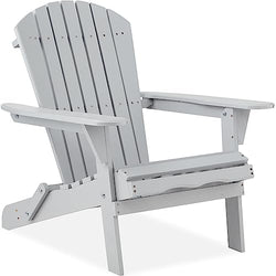 BCProducts Folding Adirondack Chair Outdoor Wooden Accent Furniture
