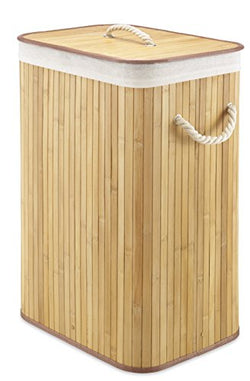 Whitmor Laundry Hamper with Rope Handles Bamboo, 12.25x16.25x23.375