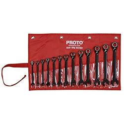 Proto 13 Piece Black Chrome Reversible Combination Ratcheting Wrench Set - Spline