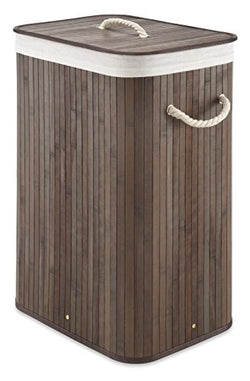 Whitmor Laundry Hamper with Rope Handles Bamboo, 12.25x16.25x23.375