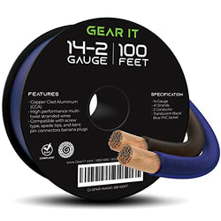 14AWG Translucent Black/Blue Speaker Wire, GearIT Pro Series 14 AWG Gauge Speaker Wire Cable (100 Feet / 30.48 Meters)