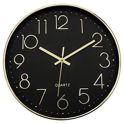 Foxtop Wall Clock Silent Non-Ticking Battery Operated Round Modern Wall Clock 12 inch