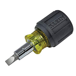 Klein Tools Multi-Bit Screwdriver / Nut Driver, 6-in-1 Stubby Screwdriver with 2 Phillips, 2 Slotted Bits, 2 Nut Drivers