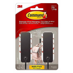 Command Medium Decorative Damage Free Hanging Wall Hooks with Adhesive Strips, 2 Hooks and 4 Command Strips