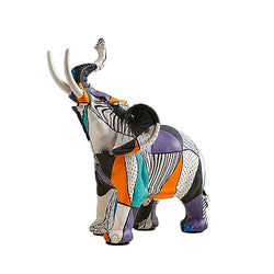 AWNR Abstract Elephant Statue Geometric Colorful
