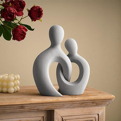 AWNR Couple Statue Abstract Ceramic Lover Sculpture 9’’H