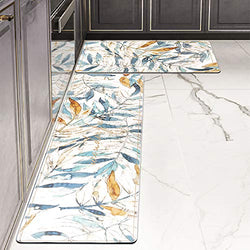 Kitchen Rug Set,LEEVAN Kitchen Floor Mats 2 Piece 17" X 29"+17" X 59", Leaves