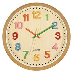 Foxtop Silent Kids Wall Clock 12 Inch Non-Ticking Battery Operated