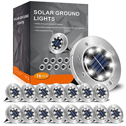 INCX Solar Ground Lights, 16 Packs 8 LED Garden Solar Powered Disk Lights Waterproof