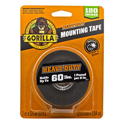 Gorilla Heavy Duty, Extra Long Double Sided Mounting Tape, 1" x 120", Black