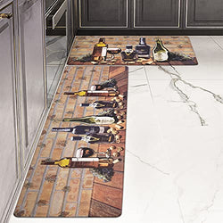 LEEVAN Kitchen Rugs and Mats Non Skid Washable Anti Fatigue Kitchen Floor Mats Set of 2 17"X29"+17"X47"