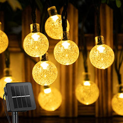 Brightown Solar String Lights Outdoor 60 Led 35.6 Feet Crystal Globe Lights with 8 Lighting Modes