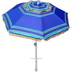 AMMSUN 7ft Heavy Duty High Wind Beach Umbrella Parasols with sand anchor & Tilt Sun Shelter