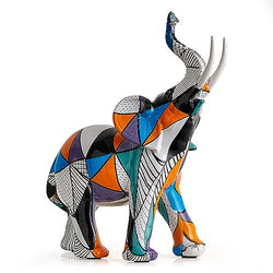 AWNR Abstract Elephant Statue Geometric Colorful