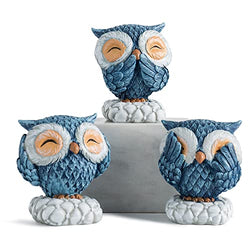 AWNR 3 Pcs Blue Owl Decor for Home Decor Accents