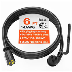 14 Gauge Flat Plug Extension Cord Indoor-Outdoor, Heavy Duty 3 Prong Grounded Low Profile Extension Wire