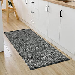 LEEVAN Washable Kitchen Runner Rug, Cotton Woven Entryway Rug Tan Reversible Hallway