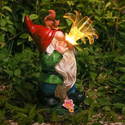 Large Garden Gnomes with Flower Solar Lights
