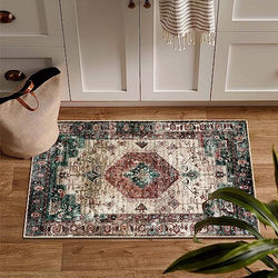 LEEVAN Boho Tribal Door Mat Indoor, Persian Distressed Entryway Rug